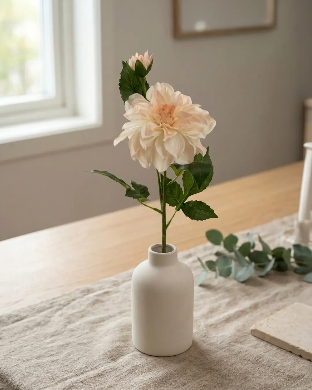 Silkeblomst Dahlia 54 cm - Creme
