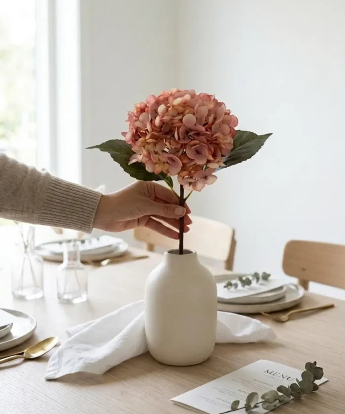 Silkeblomst Hortensia 33 cm - Rosa