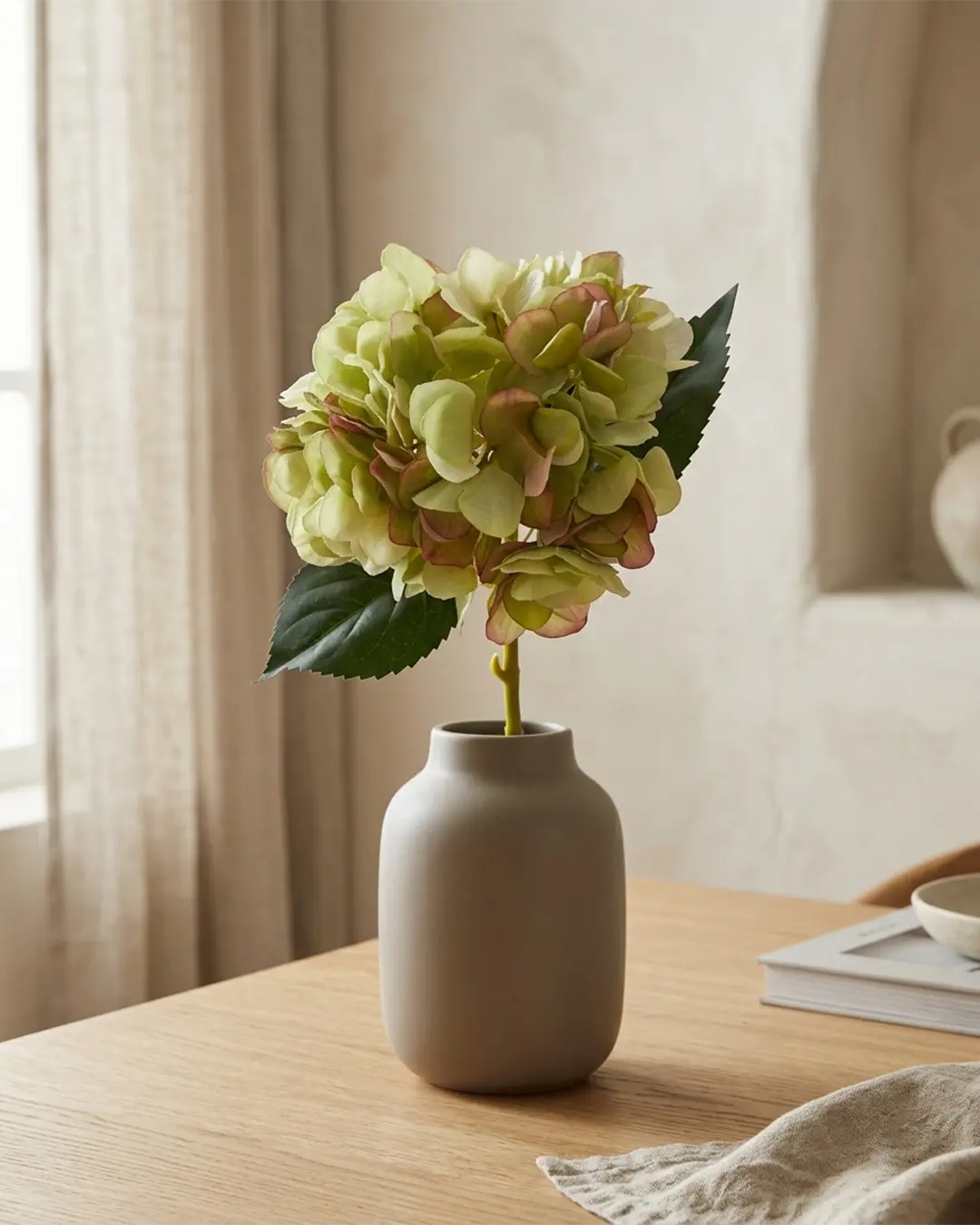Silkeblomst Hortensia 36 cm - Grøn