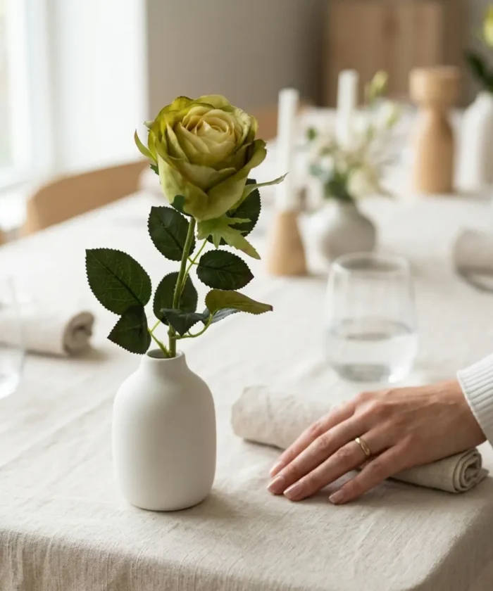 Silkeblomst Rose 60 cm - Grøn