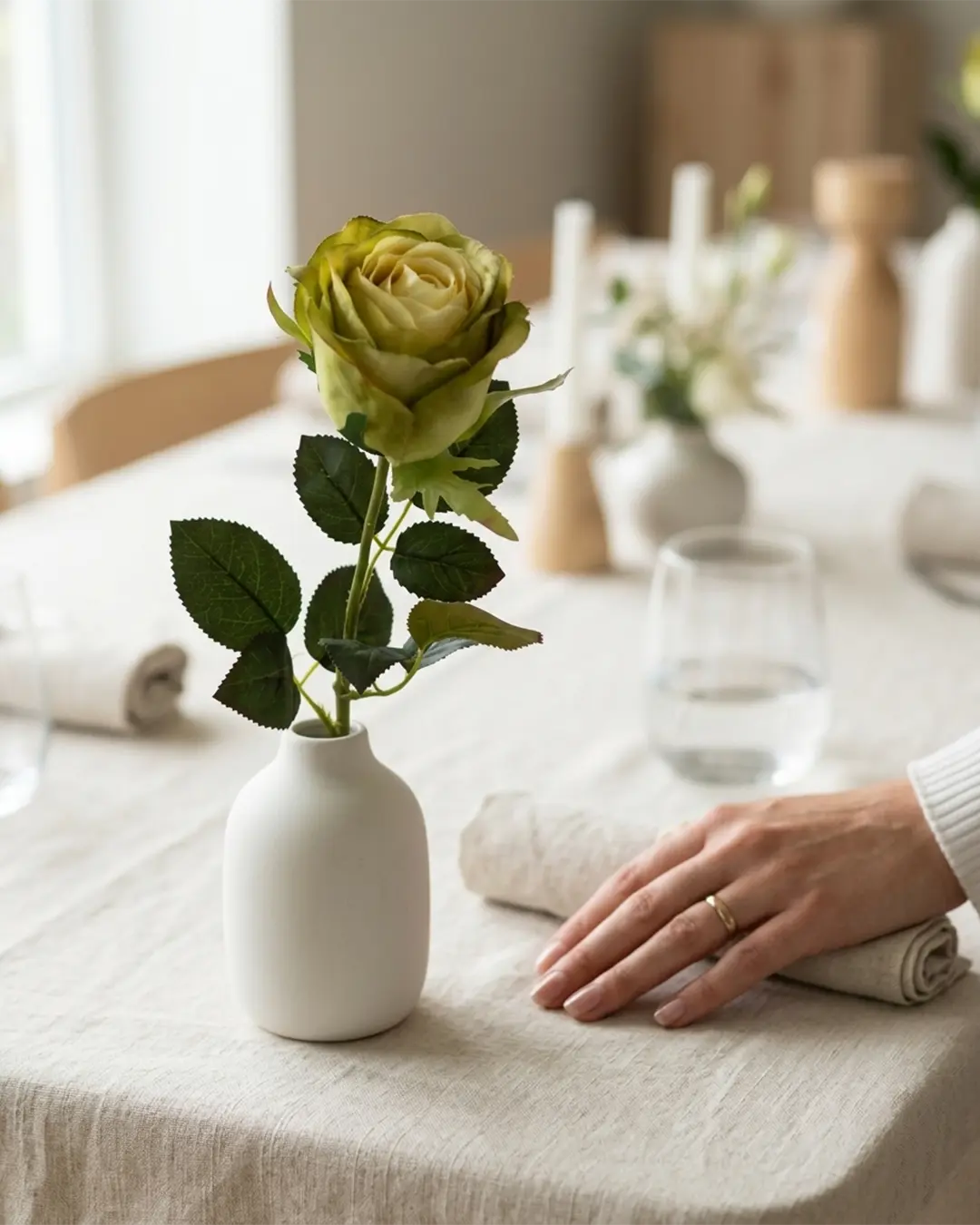 Silkeblomst Rose 60 cm - Grøn