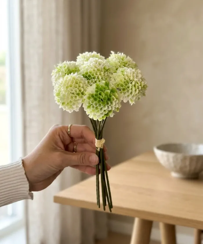 Silkeblomst Dahlia 7 stk, 27 cm - Hvid