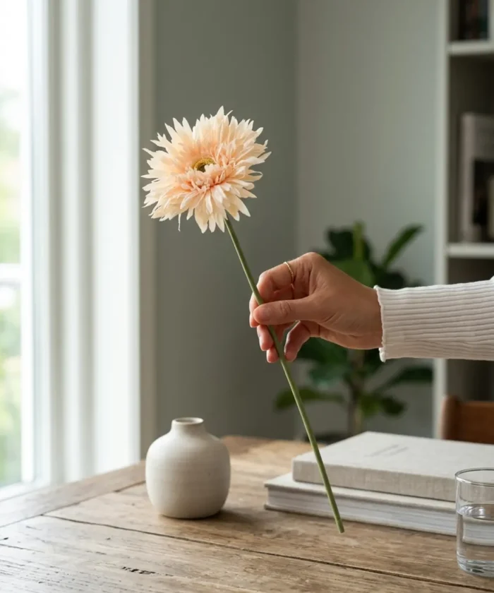 Silkeblomst Gerbera 43 cm - Creme