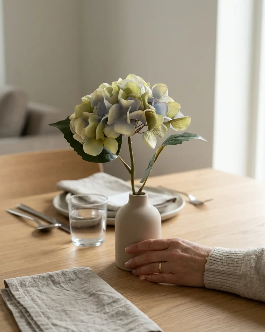 Silkeblomst Hortensia 45 cm - Blå