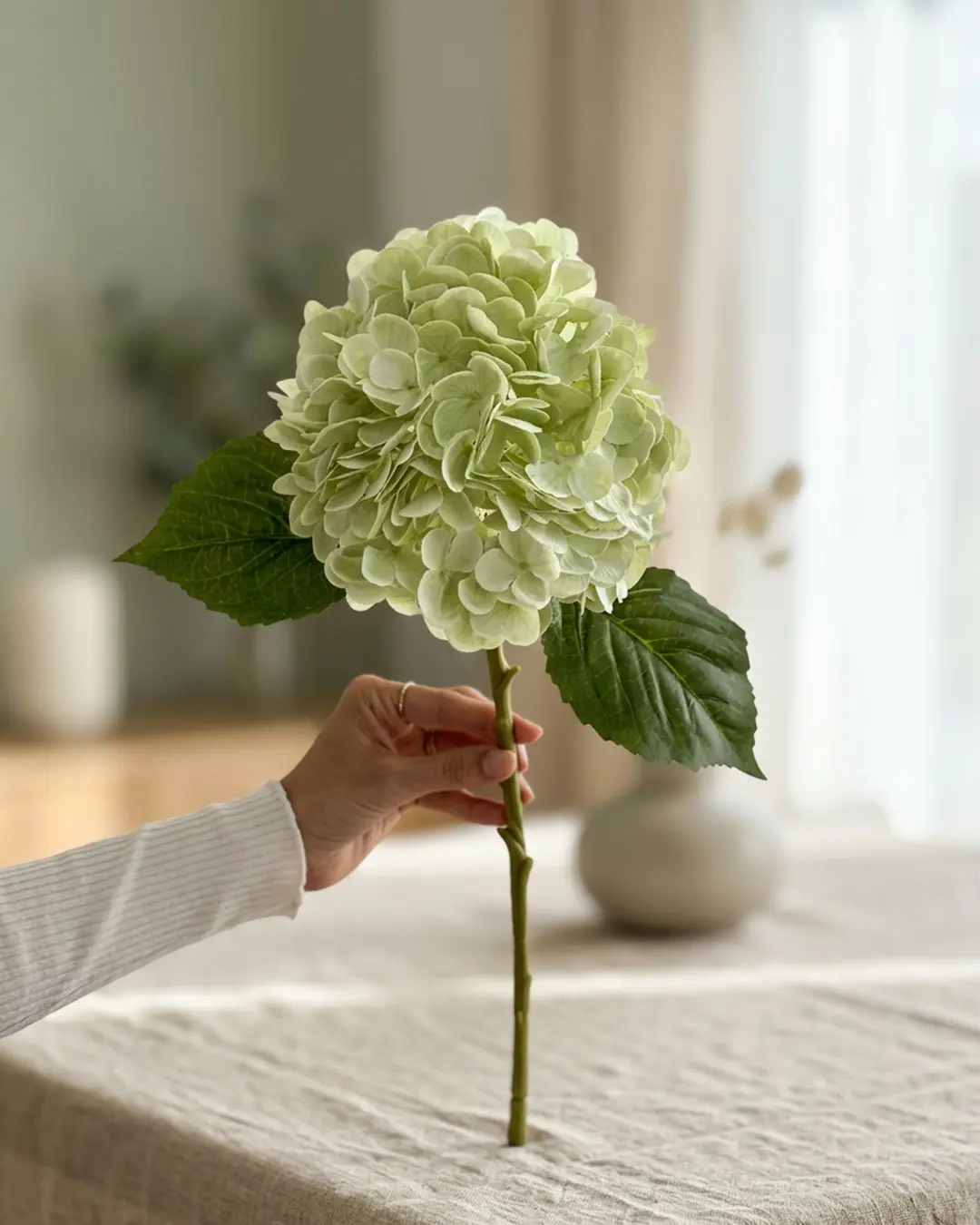 Silkeblomst Hortensia 48 cm - Grøn