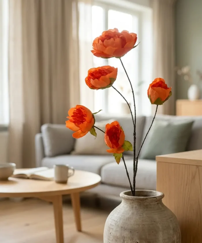 Silkeblomst Pæon 110 cm - Orange
