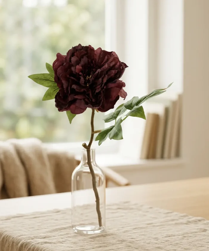 Silkeblomst Pæon 45 cm - Bordeaux