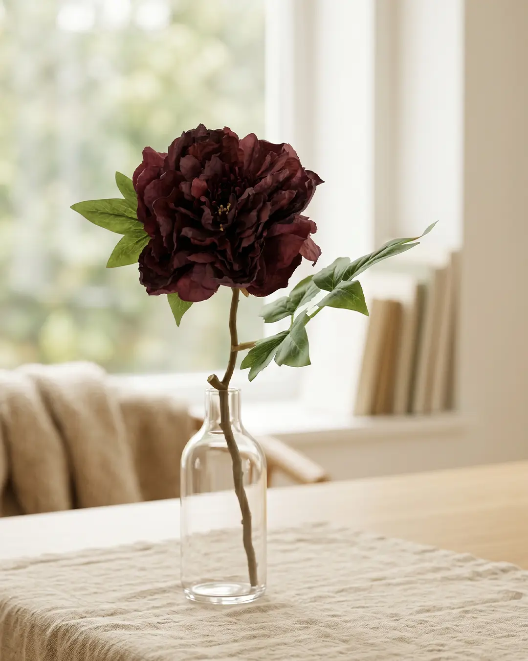 Silkeblomst Pæon 45 cm - Bordeaux