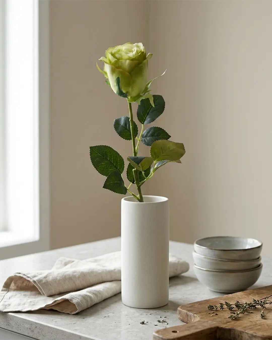 Silkeblomst Rose 60 cm - Grøn - Billede 2