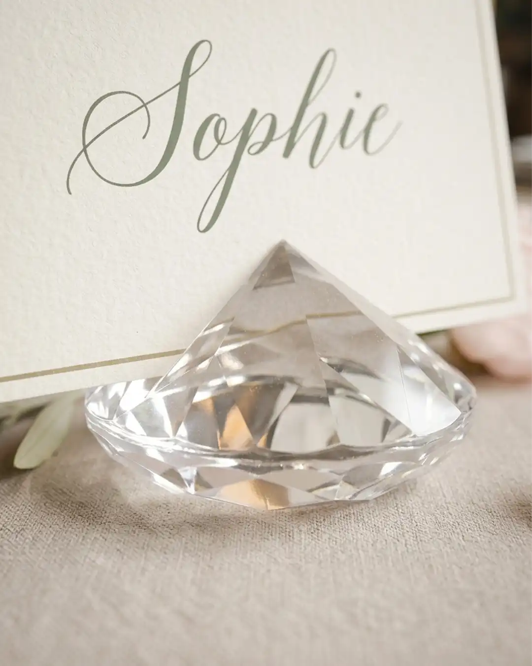Bordkortholdere Krystal Diamant Klar 40mm (10 stk.)