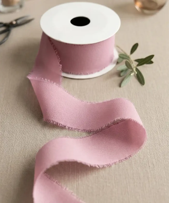 Chiffonbånd, mørk støvet rosa, 40mm/10m