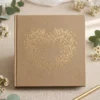 Gæstebog i Kraftpapir med Guld Hjerte 20,5x20,5 cm | Rustik