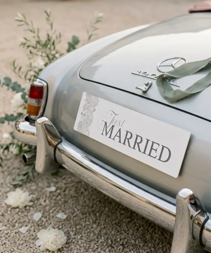 Nummerplade, "Just Married" 50x11.5cm