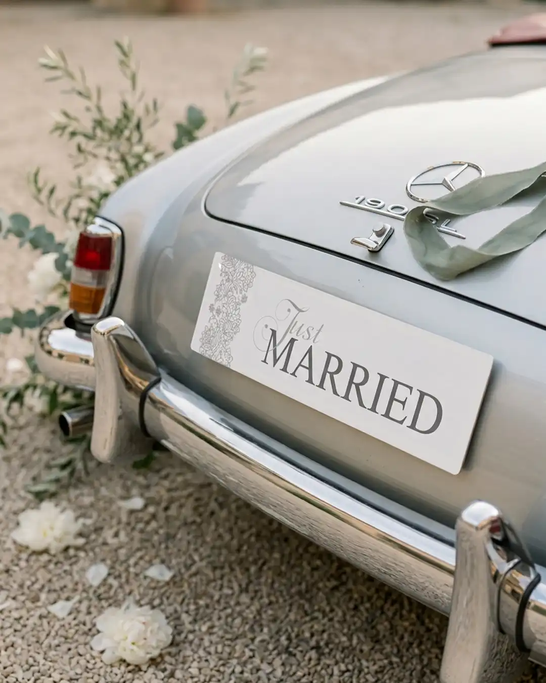 Nummerplade, "Just Married" 50x11.5cm