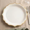 Paptallerkener, hvid m guldkant, 18.5 cm (6 stk)