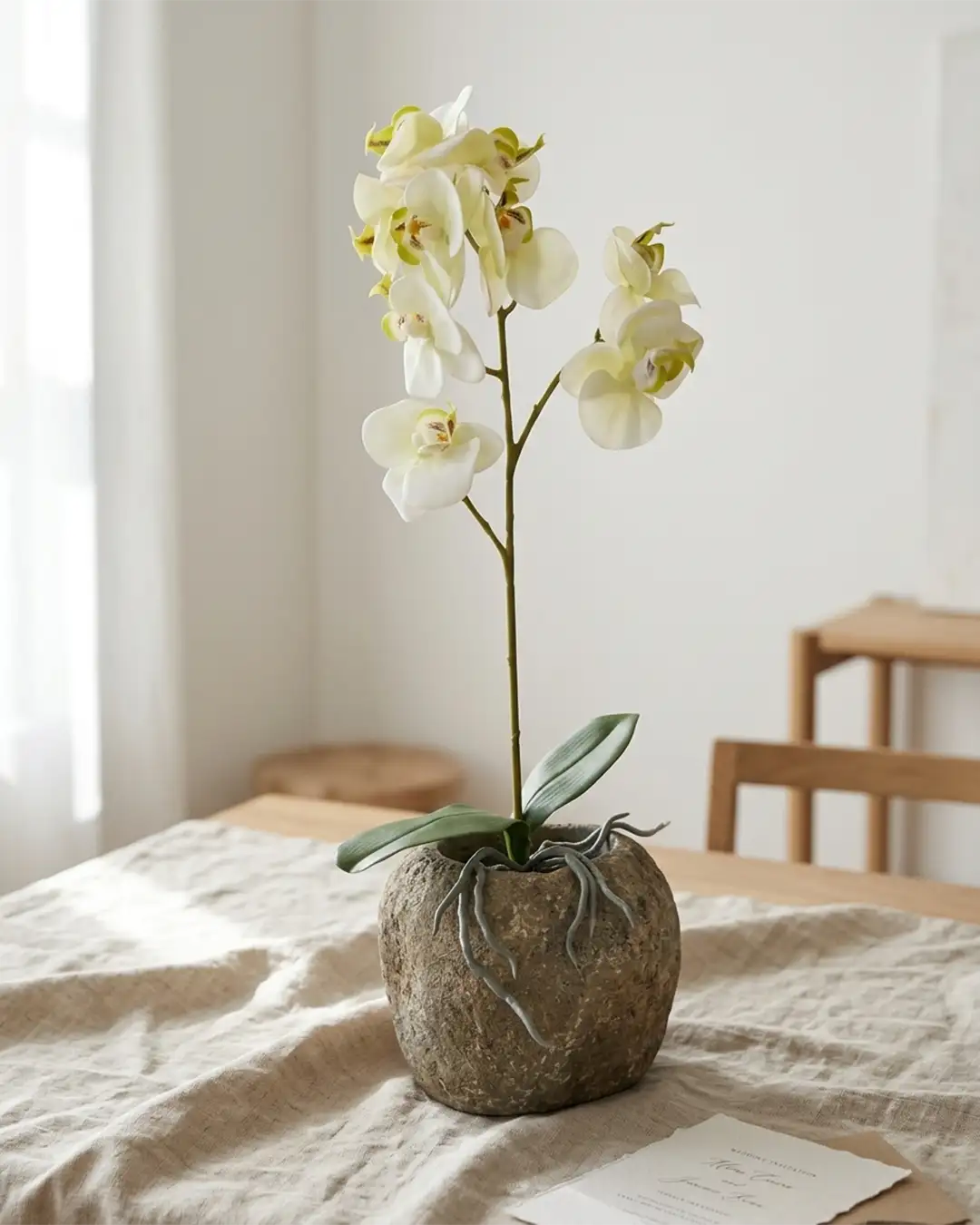 Orkide 41 cm | Naturtro Grøn/Hvid Blomst - Billede 2
