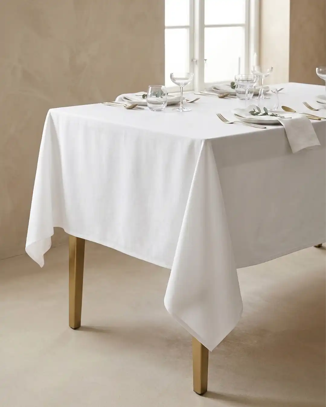 Rektangulær Hvid Dug 140x170 cm (Mat) | Stofdug til Fest & Bryllup
